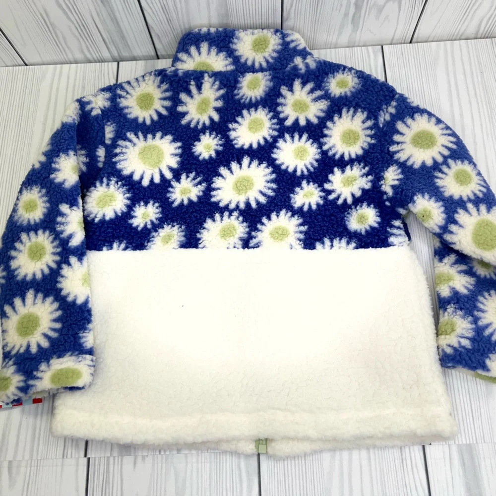 Cat & Jack Blue & White Flowered Fleece Zip-Up Jacket Girls